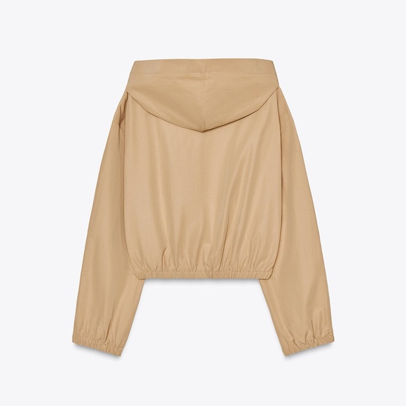 Zara Women's Hooded Jacket With Side Strips Camel Color NWT - Picture 4 of 5